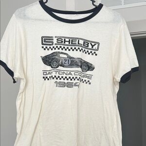 Selby Cream Ringer Tee with Black Trim and Shelby Daytona Graphic
